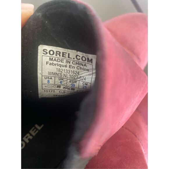 Sorel Joan of Artic Wedge Ankle Boots Red Wine Size 8 - Picture 13 of 16